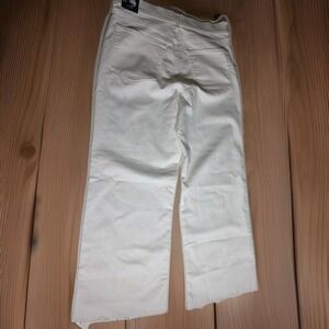 J Crew Wide Leg Crop Jeans Womens 29 White Raw Hem High Rise Stretch Denim Pants